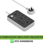 Buy 3-POWER Socket and 6-Port USB Adapter in Dubai - Best 3-POWER Socket and 6-Port Adapter USB Price in UAE Near me, 6-Port USB Adapter Dubai