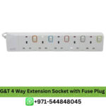 Buy G&T 4 Way Extension Socket with Fuse Plug Protector, 5M, 3250W in Dubai - G&T 4 Way Extension Socket with Fuse Plug Price in UAE