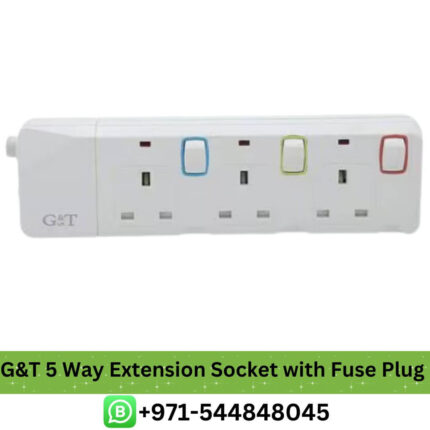 Buy Best G&T 5Way Extension Socket Fuse Plug Price in Dubai - G&T 5 Way Extension Socket with Fuse Plug Protector, 3M, 3250W in UAE