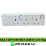 G&T Extension Socket with Fuse Plug Protector, 3250Watts max13A, 3 Way