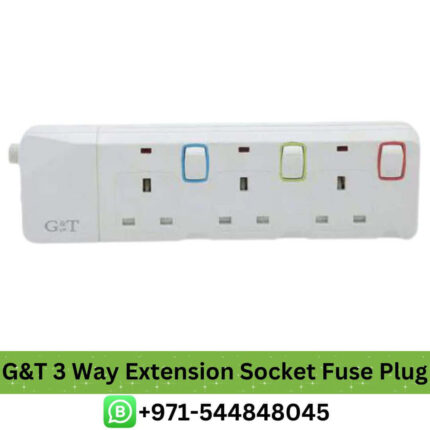 G&T Extension Socket with Fuse Plug Protector, 3250Watts max13A, 3 Way