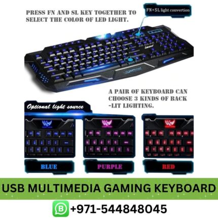 Buy USB LED Backlit Multimedia Gaming Keyboard Price in Dubai _ USB Crack Illuminated LED Backlit Multimedia Gaming Keyboard Near me UAE