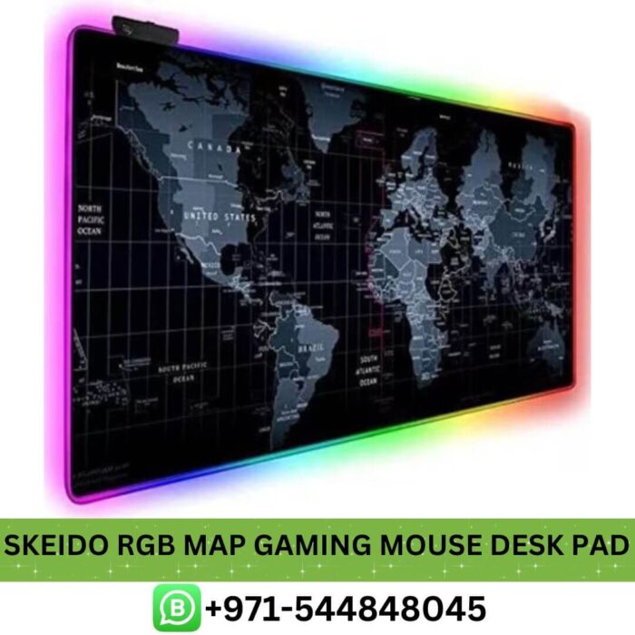 Buy SKEIDO RGB Map Gaming Mouse Desk Pad Price in Dubai _ SKEIDO RGB World Map Gaming Mouse Desk Pad Near me UAE