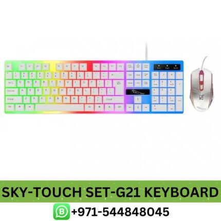 Sky-Touch Set - G21 Wired Keyboard & Mouse Keyboard resists wear and ensures durability. Mouse has 3D anti-sleep wheel for convenient use.