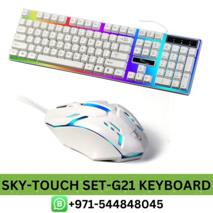 Sky-Touch Set - G21 Wired Keyboard & Mouse Keyboard resists wear and ensures durability. Mouse has 3D anti-sleep wheel for convenient use.